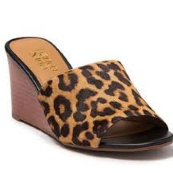 Franco Sarto women’s McKenna-style calf hair cheetah wedge sandal. 8.5. 3” heel. - Picture 1 of 9